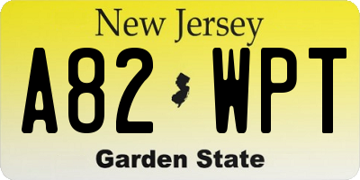 NJ license plate A82WPT