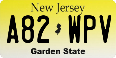 NJ license plate A82WPV