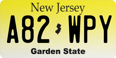 NJ license plate A82WPY