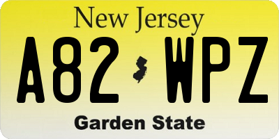 NJ license plate A82WPZ