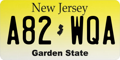 NJ license plate A82WQA
