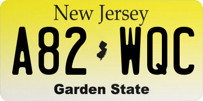 NJ license plate A82WQC