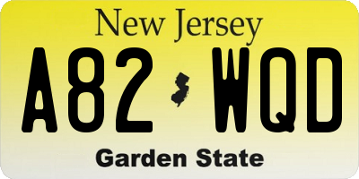 NJ license plate A82WQD