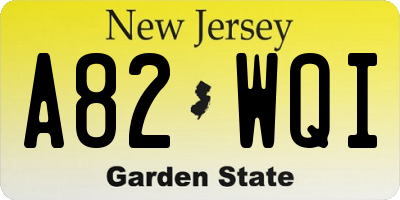 NJ license plate A82WQI
