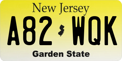 NJ license plate A82WQK