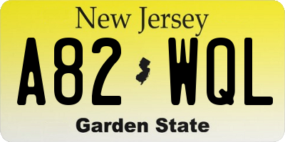 NJ license plate A82WQL