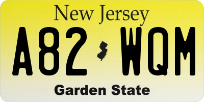 NJ license plate A82WQM