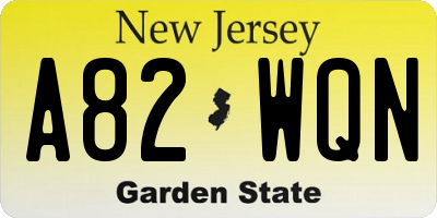 NJ license plate A82WQN