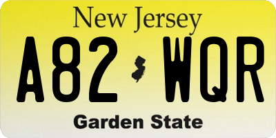 NJ license plate A82WQR