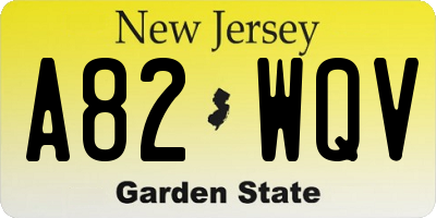 NJ license plate A82WQV