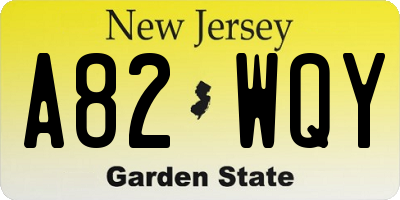 NJ license plate A82WQY