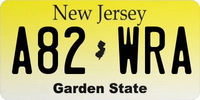NJ license plate A82WRA