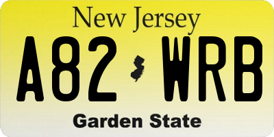 NJ license plate A82WRB
