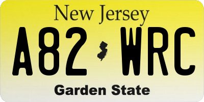 NJ license plate A82WRC