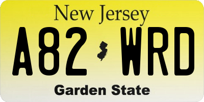 NJ license plate A82WRD