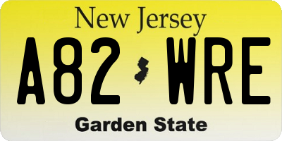 NJ license plate A82WRE