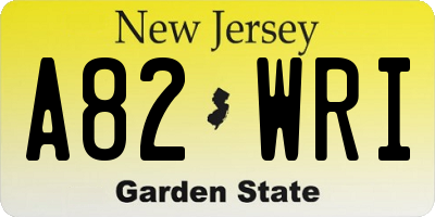 NJ license plate A82WRI