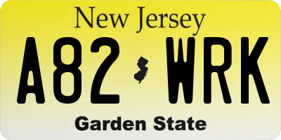 NJ license plate A82WRK