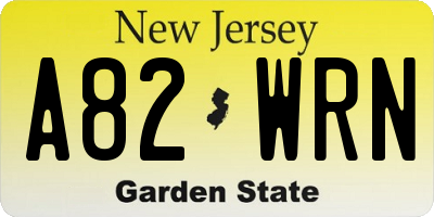 NJ license plate A82WRN