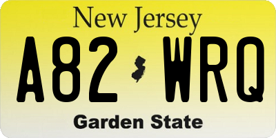 NJ license plate A82WRQ