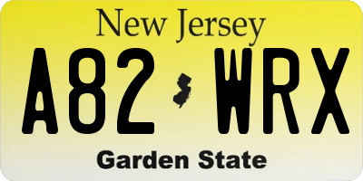 NJ license plate A82WRX