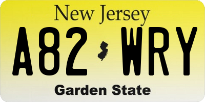 NJ license plate A82WRY