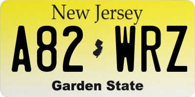 NJ license plate A82WRZ