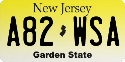 NJ license plate A82WSA