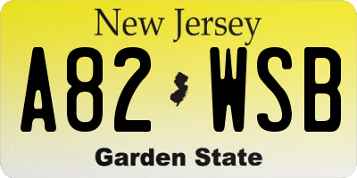NJ license plate A82WSB