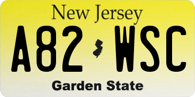 NJ license plate A82WSC