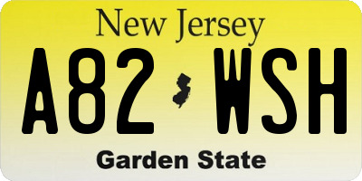 NJ license plate A82WSH
