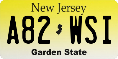 NJ license plate A82WSI