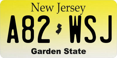 NJ license plate A82WSJ