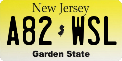 NJ license plate A82WSL