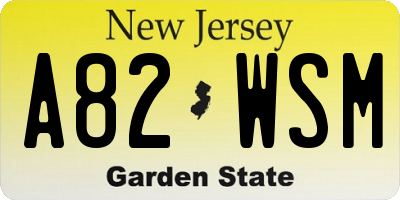 NJ license plate A82WSM