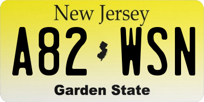 NJ license plate A82WSN