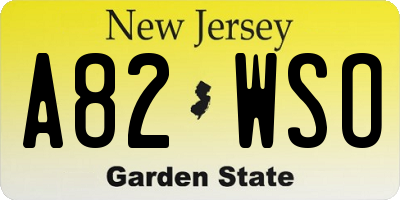 NJ license plate A82WSO