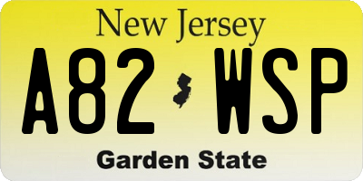 NJ license plate A82WSP