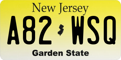 NJ license plate A82WSQ
