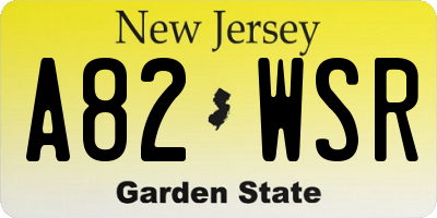 NJ license plate A82WSR