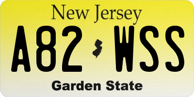 NJ license plate A82WSS