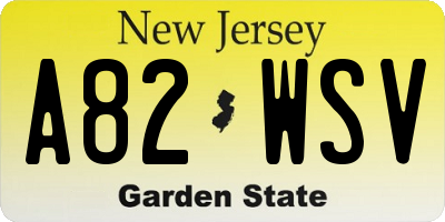 NJ license plate A82WSV