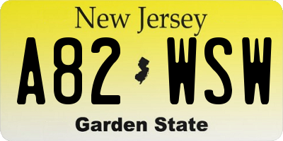 NJ license plate A82WSW