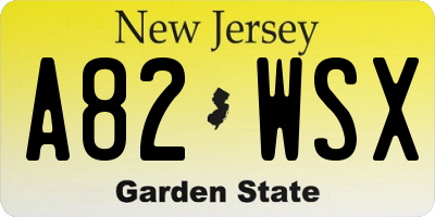 NJ license plate A82WSX