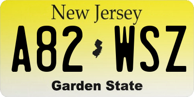 NJ license plate A82WSZ