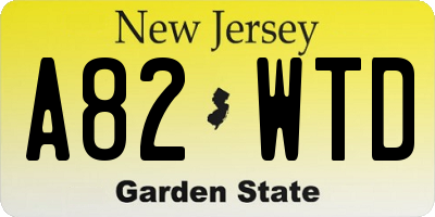 NJ license plate A82WTD