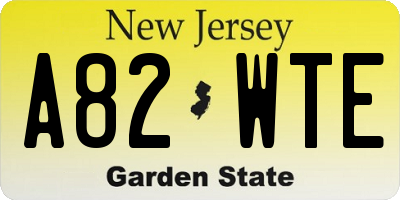 NJ license plate A82WTE