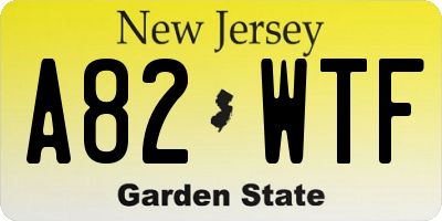 NJ license plate A82WTF