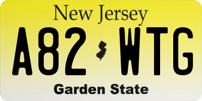 NJ license plate A82WTG