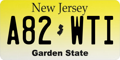 NJ license plate A82WTI